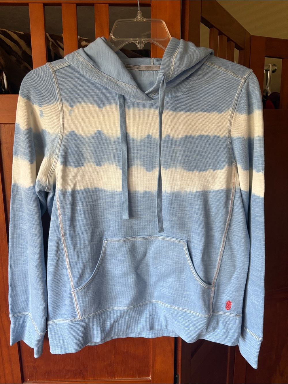 Tommy Bahama Light Blue & White Striped Hoodie Sweatshirt